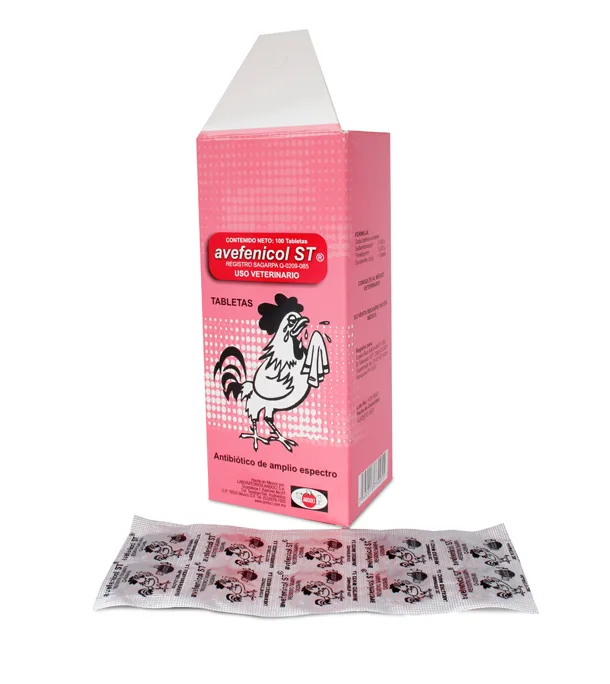 Avefenicol ST, caja 100 tabs.
